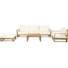Image de Habitat Et Jardin   Salon De Jardin En Bois D'Acacia Modulable 5 Places   Coussins Épais Beige   Table 85x75cm   Finition Huilée Résistante