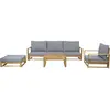 Image de Salon de jardin en bois d'acacia avec coussins "Bellingham" - 5 places - Gris