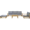 Image de Salon De Jardin En Bois D'Acacia Avec Coussins "bellingham" - 5 Places - Gris