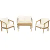 Image de Salon de jardin en bois d'acacia avec coussins "Presley" - 4 places - Beige