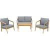 Image de Salon De Jardin En Bois Avec Coussins "presley" - 4 Places - Gris