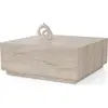 Image de Table basse en bois "Lizbon" - 90 x 90 x 35 cm - Travertin