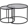 Image de Lot de 2 tables basses en métal « Aurum » - 60 x 60 x 43 cm - Noir et gris