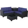 Image de Salon de jardin en résine tressée avec coffre de rangement "Riley" - 4 places - Bleu foncé