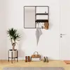 Image de Miroir d'entrée en métal noir 90x80cm - avec rangement et patères