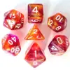 Image de Lot de 7 Dés Resine en boîte - Violet et Orange Paillettes - Epic Forge Dés - TI-EFD0092