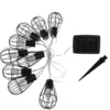 Image de Guirlande lumineuse solaire acier cage 10 ampoules LED blanc chaud KENY 3.80m