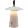 Image de Lampe de table sans fil en aluminium anse en cuir LED blanc chaud FUNGY H29cm