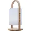 Image de Lampe enceinte bluetooth sans fil poignée bois LED blanc/multicolore dimmable WOODY PLAY H37cm avec télécommande
