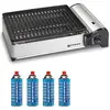 Image de Barbecue à gaz portable 1900W Grille anti adhesive + 4 cartouches gaz Camping + Mallette de transport Cuisson nomade KEMPER