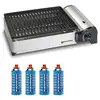 Image de Barbecue À Gaz 1900w Grille Anti Adhesive + 4 Cartouches Gaz Camping Kemper