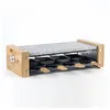 Image de Hkoenig   Appareil À Raclette 1200w Pour 8 Personnes   Pierre À Cuire 38x19,5 Cm   Poignées En Bois Naturel   Thermostat Réglable