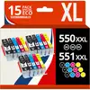 Image de 123CONSOMMABLES - PGI550/CLI551 XL - Cartouches Encre Compatible avec Canon 550 551 pour Pixma MX925 - Neuf