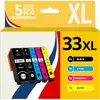 Image de 123CONSOMMABLES - 33XL - Pack 5 Cartouches d'encre Compatible pour Epson 33 XL pour Expression Premi - Neuf