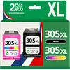 Image de 123CONSOMMABLES - 305XL - Pack 2 cartouches compatibles HP 305XL - noir et couleurs - Neuf