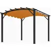 Image de Pergola arche structure mixte aluminium/acier - coloris gris anthracite - toile couleur rouille - 140 gr/m²