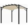 Image de Pergola arche structure mixte aluminium/acier - coloris gris anthracite - toile couleur écru - 140 gr/m²