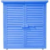Image de Habrita   Armoire De Jardin En Bois Bleu 0,25 M³   2 Étagères   Toit Bitumé Résistant Aux Intempéries   Dimensions 87x46,5x95 Cm