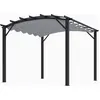 Image de Pergola arche structure mixte aluminium/acier coloris gris anthracite - toile couleur gris 280 gr/m²