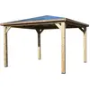Image de Pool House Blueterm en bois thermochauffé avec toit en panneaux ACP - 3,49 x 3,53 m
