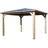 Image de Habrita Pool House Blueterm En Bois Thermochauffé Avec Toit En Panneaux Acp - 3,49 X 3,53 M