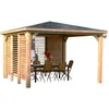 Image de Habrita - Pool House Blueterm - Bois Thermochauffé - Toit En Panneaux Acp - 2 Parois Avec Ventelles Mobiles