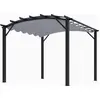 Image de Pergola arche structure mixte aluminium/acier coloris gris anthracite - toile couleur gris 140 gr/m²