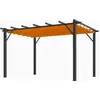 Image de Pergola aluminium gris anthracite - 12 m² - Poteaux 10x10 cm - Toile polyester rouille 140 gr/m²
