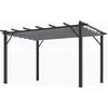 Image de Pergola aluminium gris anthracite - 12 m² - Poteaux 10x10 cm - Toile polyester gris 140 gr/m²