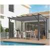 Image de Foresta - Habrita Pergola En Aluminium Gris Anthracite 100x100 Mm Ép.1,2 Mm Toiture Gris 140 Gr/m2 - Per4030gg