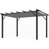 Image de Pergola aluminium gris anthracite - 12 m² - Poteaux 10x10 cm - Toile polyester gris 280 gr/m²