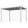 Image de Pergola aluminium blanc perle - 12 m² - Poteaux 10x10 cm - Toile polyester gris 280 gr/m²