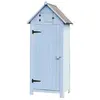 Image de Armoire de Rangement 0,41 m² - Bois Lasuré Bleu - Toit Bitumé