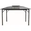 Image de Gloriette aluminium avec rideaux - Toit 4 pentes - Gris anthracite - 10,80 m² - Toit polycarbonate anti-UV 6 mm