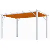 Image de Pergola aluminium blanc perle - 12 m² - Poteaux 10x10 cm - Toile polyester rouille 140 gr/m²