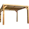 Image de Pergola Thermauvent - Bois thermochauffé - Ventelles mobiles - 3,41 x 3,13 m