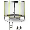 Image de KANGUI Trampoline de jardin 305 cm + filet de sécurité + échelle + kit d'ancrage JUMPI Taupe/Vert 300