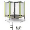 Image de KANGUI Trampoline de jardin 305 cm + filet de sécurité + échelle + kit d'ancrage JUMPI Taupe/Vert 300 - Neuf
