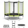 Image de KANGUI Trampoline de jardin 305 cm + filet de sécurité + échelle + bâche de protection + kit d'ancrage JUMPI Vert/Noir 300 - Neuf