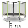 Image de KANGUI Trampoline de jardin 365 cm + filet de sécurité + échelle + kit d'ancrage JUMPI Taupe/Vert 360