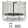 Image de KANGUI Trampoline de jardin 365 cm + filet de sécurité + échelle + kit d'ancrage JUMPI Taupe/Vert 360 - Neuf