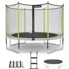 Image de KANGUI Trampoline de jardin 365 cm + filet + échelle + bâche + kit d'ancrage JUMPI Taupe/Vert - Neuf