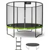 Image de KANGUI Trampoline de jardin rond 305 cm + filet de sécurité + échelle + bâche de protection - PUNCHI Vert 300 - Neuf