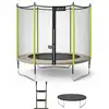Image de KANGUI Trampoline de jardin 244 cm + filet de sécurité + échelle + bâche de protection JUMPI Taupe/Vert 250 - Neuf