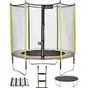 Image de KANGUI Trampoline de jardin 244 cm + filet de sécurité + échelle + bâche de protection + kit d'ancrage JUMPI Taupe/Vert 250
