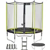 Image de KANGUI Trampoline de jardin 244 cm + filet de sécurité + échelle + bâche de protection + kit d'ancrage JUMPI Vert/Noir 250