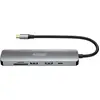 Image de Hub HUBEE USB C Multiports 6 en 1 HDMI  4K + 2 USB A 3.0 + 1 USB C 3.0 + 2 Lecteurs de carte SD / MSD PD 100W Gris Urban Factory