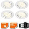 Image de Lot De 4 Spot Led Orientable Blanc Avec Ampoule Gu10 230v Eq. 50w, Blanc Chaud