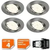 Image de Lampesecoenergie   Lot De 4 Spots Led Encastrables Orientables En Aluminium Brossé   Ampoules Gu10 5w   Tension 230v   Luminosité 460 Lm   Angle 120°