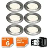 Image de Lot De 6 Spot Led Encastrable Complète Ronde Fixe Alu Brossé Eq. 50w Blanc Chaud